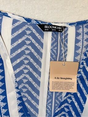 BloomChic Blue & White Chevron-Striped Dress